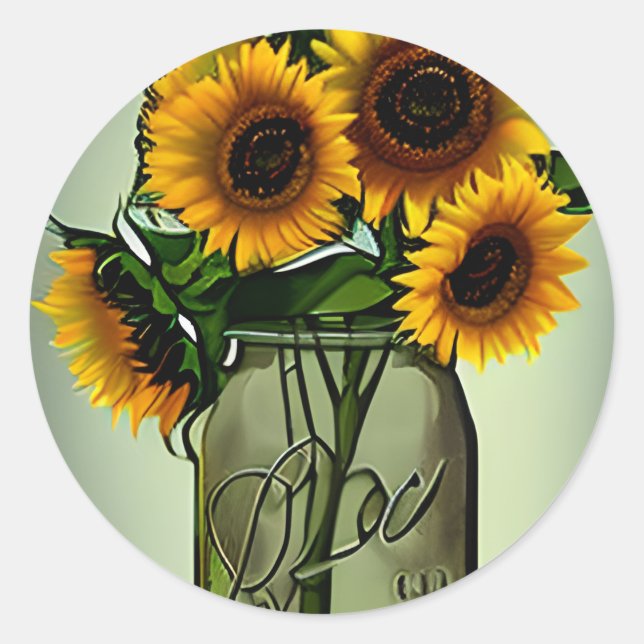 Sticker Rond L'art Abstrait du tournesol (Devant)