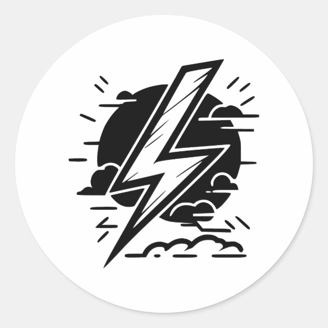 Sticker Rond L'art de la foudre Abstraite en BW (Devant)