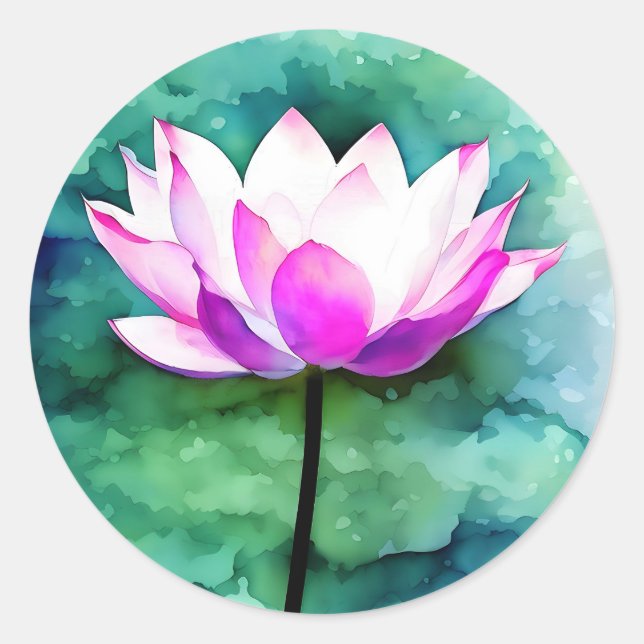 Sticker Rond L'art des fleurs de lotte rose (Devant)
