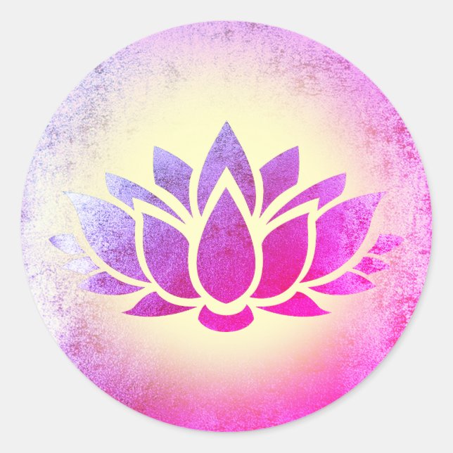 Sticker Rond l'art des fleurs de lotus pourpre (Devant)