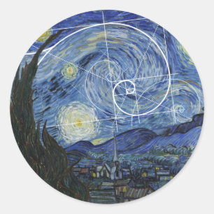 Sticker Rond L'art rencontre les mathématiques, Van Gogh renco