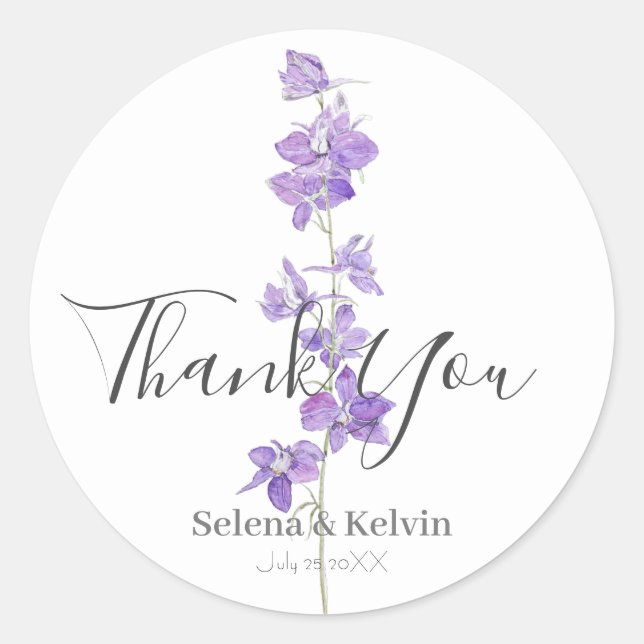 Sticker Rond larve pourpre fleurs aquarelle (Devant)