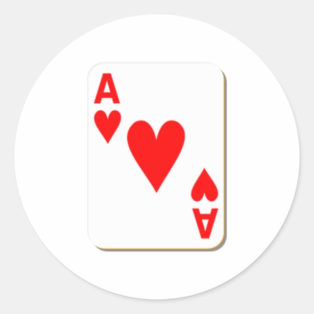 Sticker Rond L'As des Coeurs Jouer Carte (Devant)