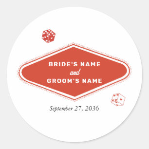 Sticker Rond Las Vegas Casino Destination Mariage Rouge Blanc