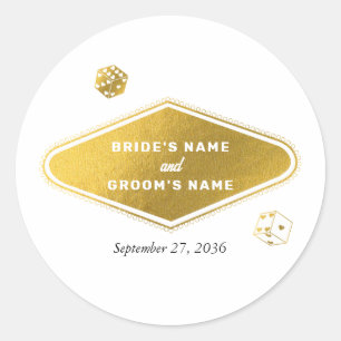 Sticker Rond Las Vegas Casino Destination Wedding Gold