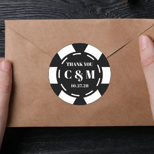 Sticker Rond Las Vegas Casino Poker Chip Mariage Merci