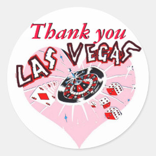 Sticker Rond Las Vegas Coeur rose