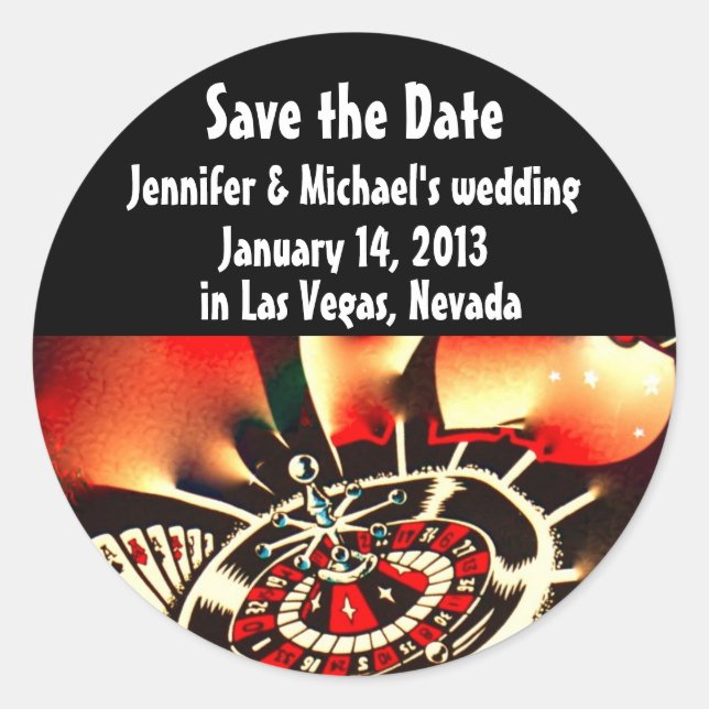 Sticker Rond Las Vegas Mariage Enregistrer la date (Devant)