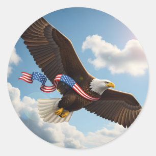 Sticker Rond L'Ascension de la Liberté – Aigle Patriotique 4 Ju