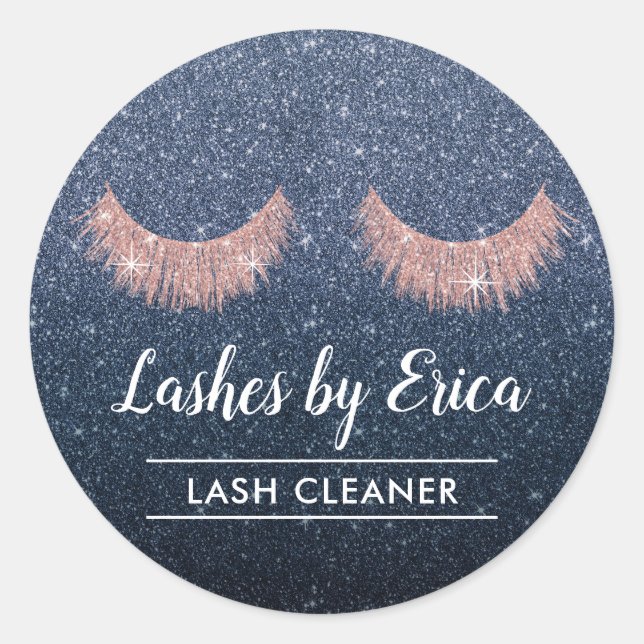 Sticker Rond Lash Cleaner Eyelash Extensions Navy Blue Parties  (Devant)