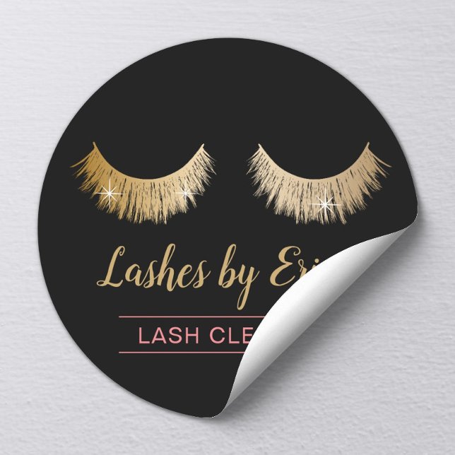 Sticker Rond Lash Cleaner Moderne Faux Gold Eyelash Extensions (Créateur téléchargé)