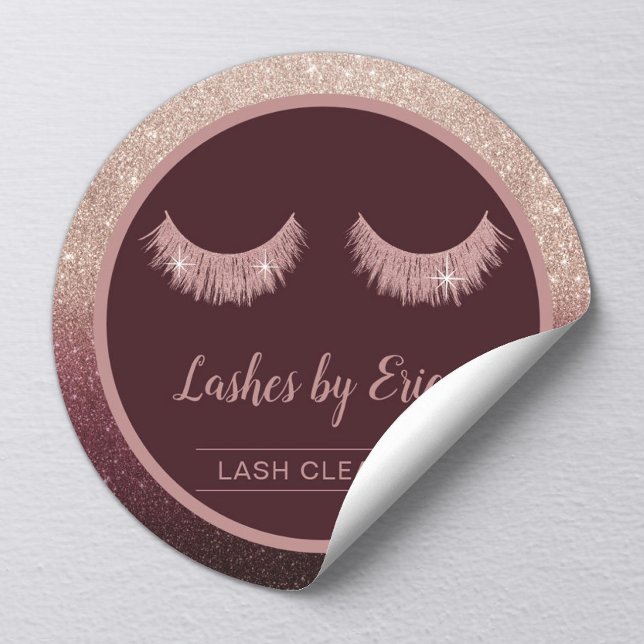 Sticker Rond Lash Cleaner Rose Gold Ombre Eyelash Extensions (Créateur téléchargé)