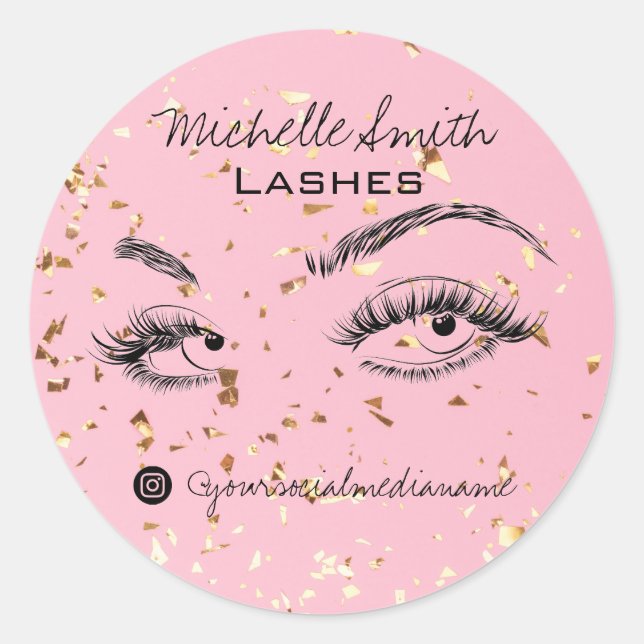Sticker Rond Lash extension Lashes Gold Parties scintillant Kit (Devant)
