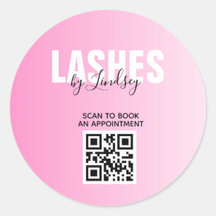 Sticker Rond Lashes Custom Beauty Salon QR Code Entreprise