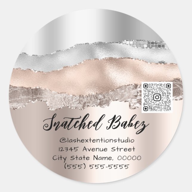 Sticker Rond Lashes Extension Cosmétique Logo QR Code Strots (Devant)