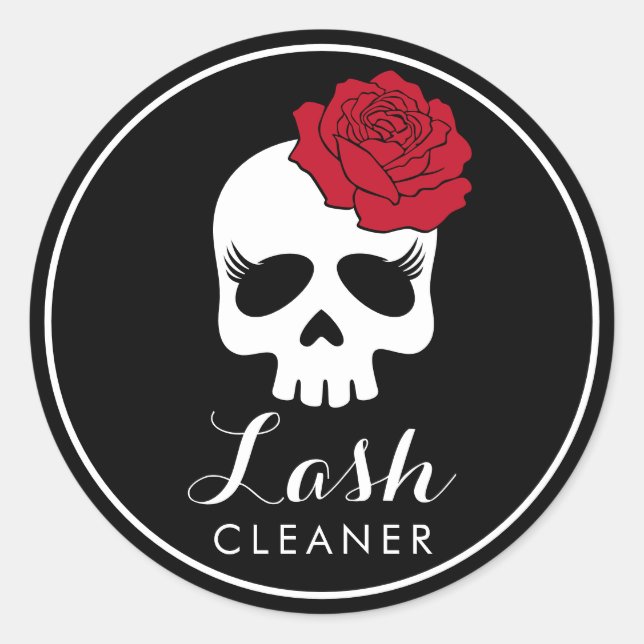 Sticker Rond Lashes Nettoyant Floral Beauté Crâne Eyelash Salon (Devant)
