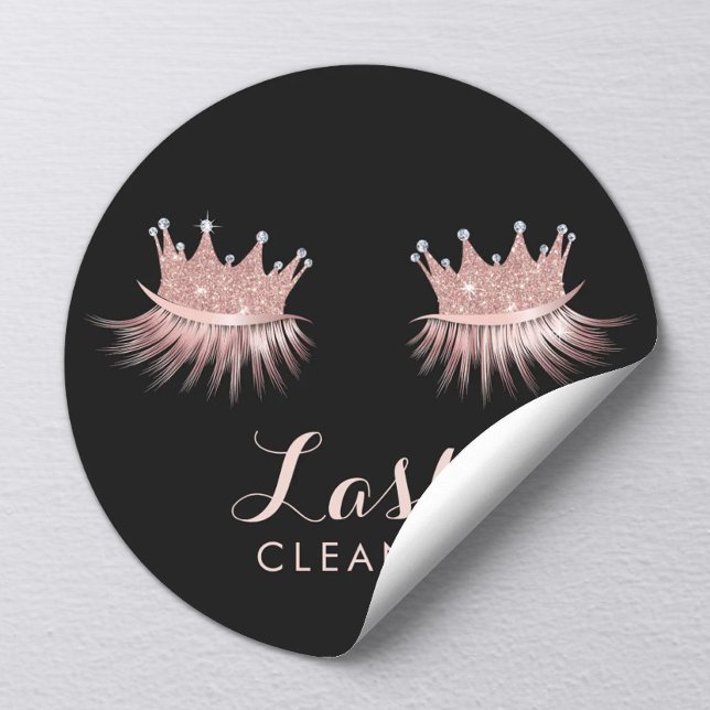 Sticker Rond Lashes Nettoyant Rose or Couronne Eyelash Diva (Créateur téléchargé)