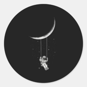 Sticker Rond L'astronaute de la lune Swing Étoigne l'espace