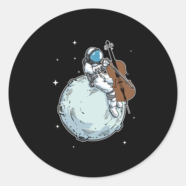 Sticker Rond L'astronaute Jouer Cello Music Cello Lover Cadeau (Devant)