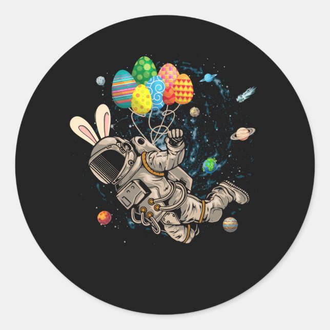 Sticker Rond L'astronaute spatial Bunny Ear Travel Galaxie Avec (Devant)