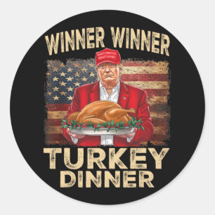Sticker Rond Lauréat Dîner Turquie Dîner Thanksgiving Donald Tr