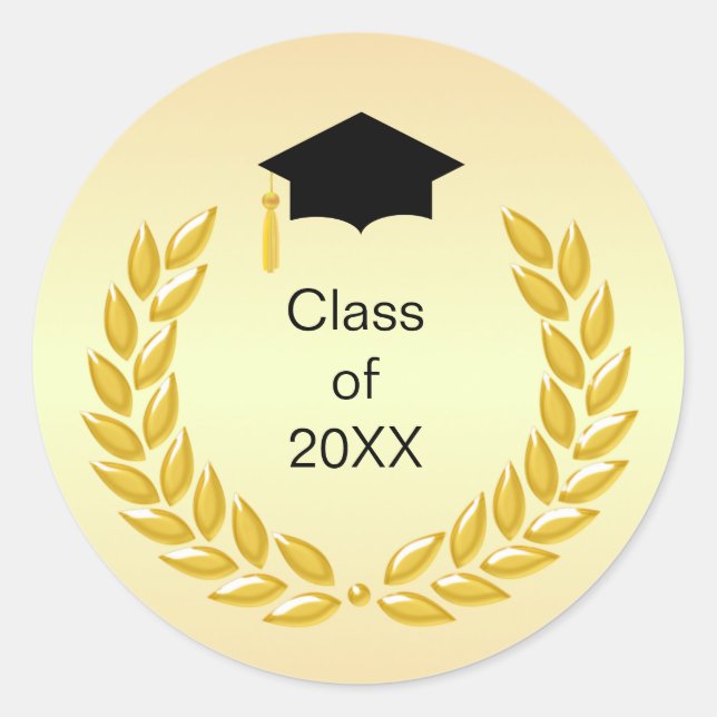 Sticker Rond Laurel Wreath Class of 20XX Graduation (Devant)