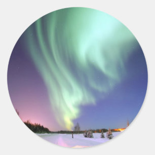 Sticker Rond L'aurore - belles lumières du nord