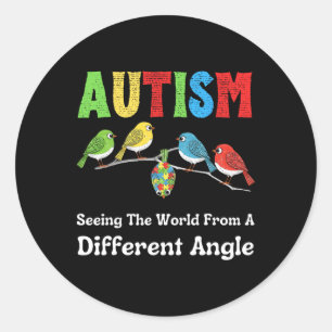 Sticker Rond L'Autisme Voit Le Monde D'Un Autre Angle Coupé