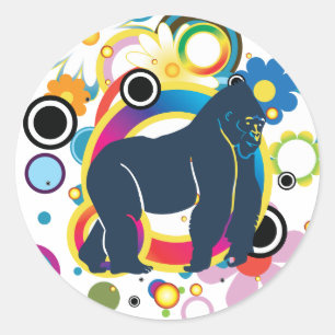 Sticker Rond L'Autocollant Gorilla