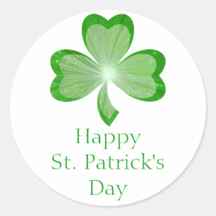 Sticker Rond L'autocollant Shamrock 'St Patrick's Day' est blan