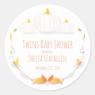 Sticker Rond L'automne blanc de citrouille jumelle