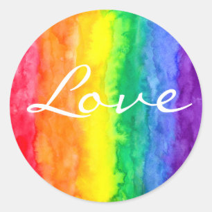 Sticker Rond Lavage d'aquarelle d'arc-en-ciel