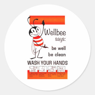 Sticker Rond LAVAGE de CDC de Wellbee VOTRE affiche de