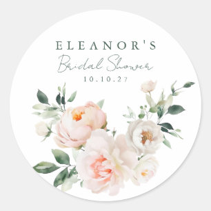 Sticker Rond Lavage Floral De Paeonia Rose