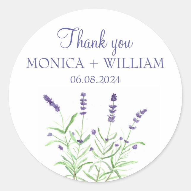 Sticker Rond Lavande aquarelle fleurs herbes rustique violet (Devant)