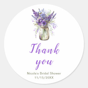 Sticker Rond Lavande Bocal Mariage Fête Prénuptiale