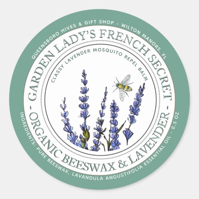 Sticker Rond Lavande de cire d'abeille Repulsif de moustiques L (Devant)