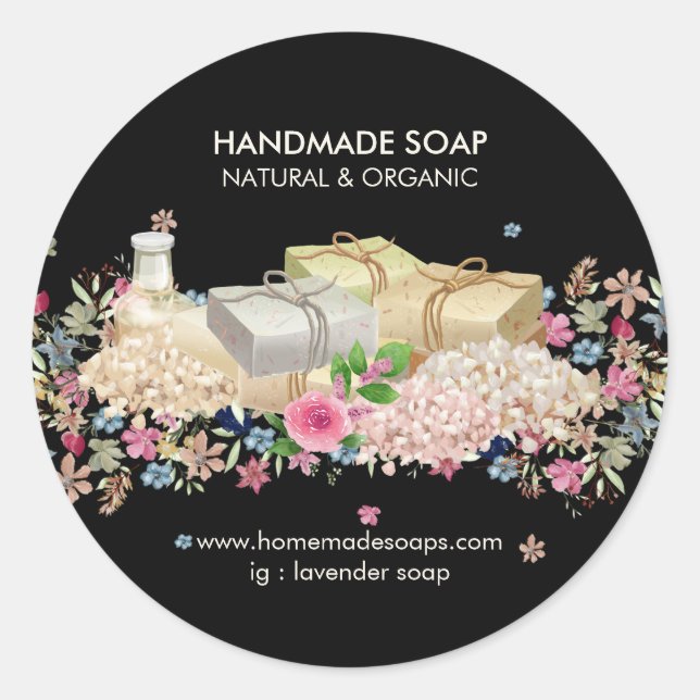 Sticker Rond Lavande de savon Spa noir naturel (Devant)