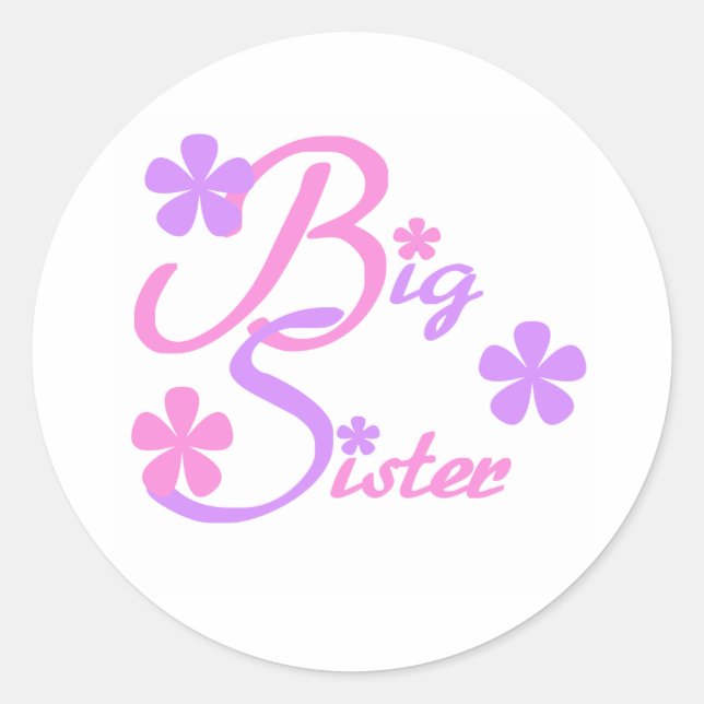 Sticker Rond Lavande et grande soeur rose (Devant)