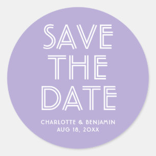 Sticker Rond Lavande Moderne Enregistrer L'Autocollant Date