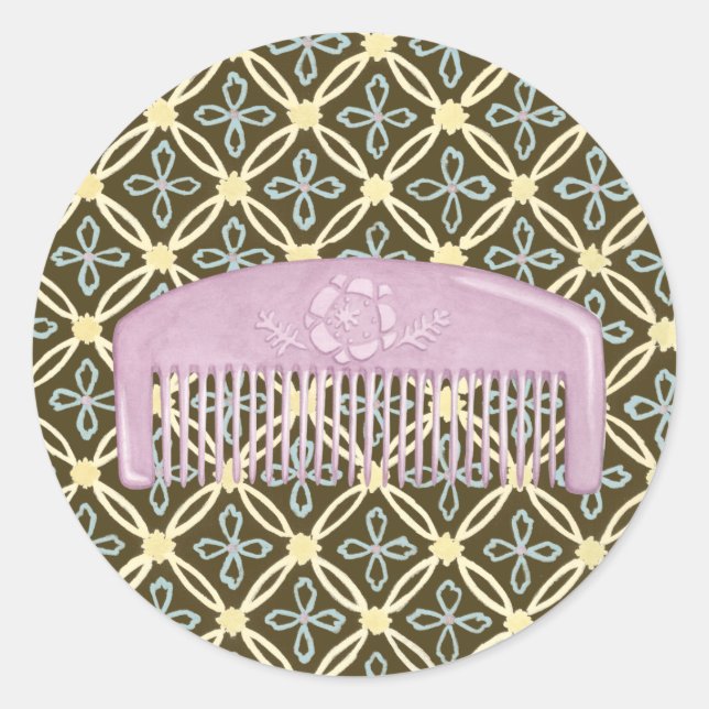 Sticker Rond Lavande peigne sur Arrière - plan de chocolat (Devant)
