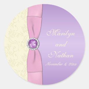 Sticker rond Lavande, rose et ivoire de 1,5 po