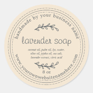 Sticker Rond Lavande Rustique fait main ivoire de savon