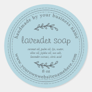 Sticker Rond Lavande Rustique fait main Lavande Bleu brillant