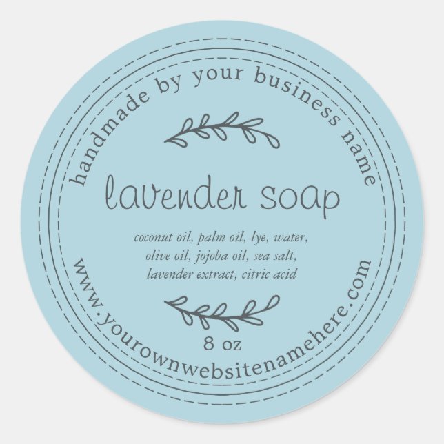 Sticker Rond Lavande Rustique fait main Lavande Bleu brillant (Devant)