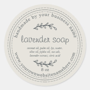 Sticker Rond Lavande Rustique fait main savon gris clair
