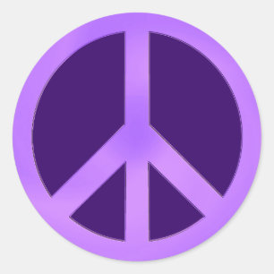 Sticker Rond Lavande sur signe de paix violet foncé