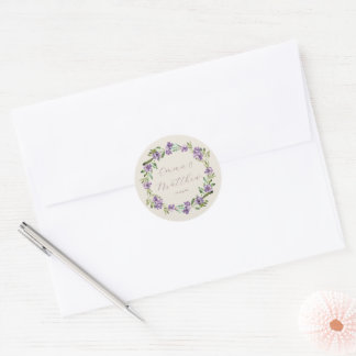 Sticker Rond Lavande violet Mariage de la couronne