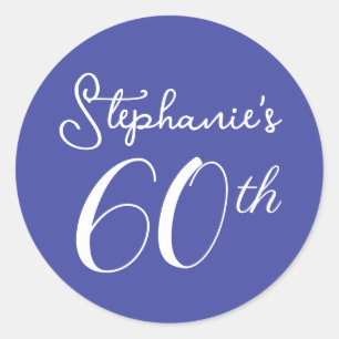 Sticker Rond Lavande violet Monogramme 60e fête d'anniversaire