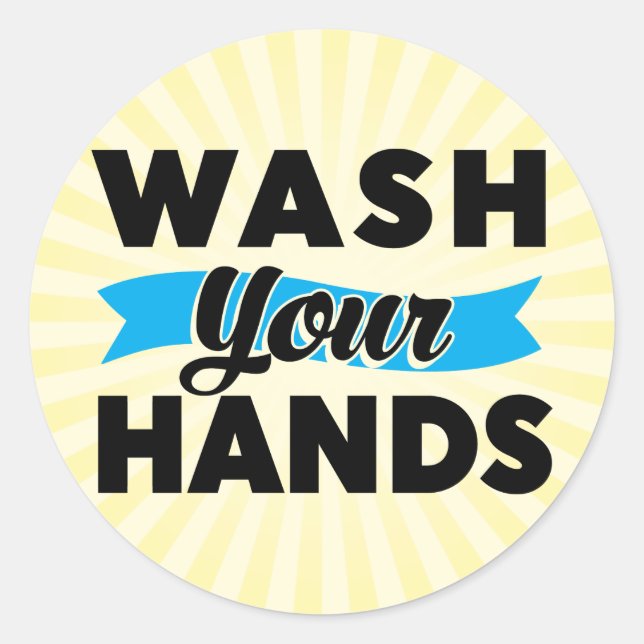 Sticker Rond Lave-toi les mains (Devant)